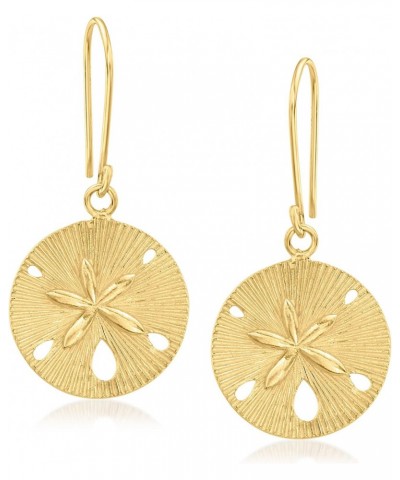 18kt Gold Over Sterling Textured and Polished Sand Dollar Drop Earrings $33.92 Earrings