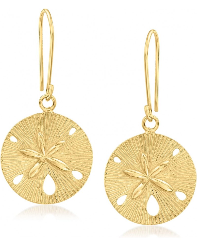 18kt Gold Over Sterling Textured and Polished Sand Dollar Drop Earrings $33.92 Earrings