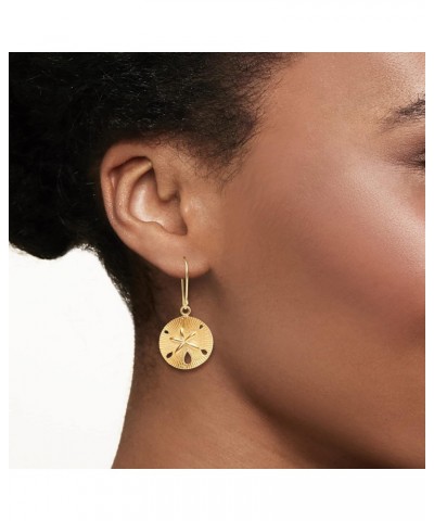 18kt Gold Over Sterling Textured and Polished Sand Dollar Drop Earrings $33.92 Earrings