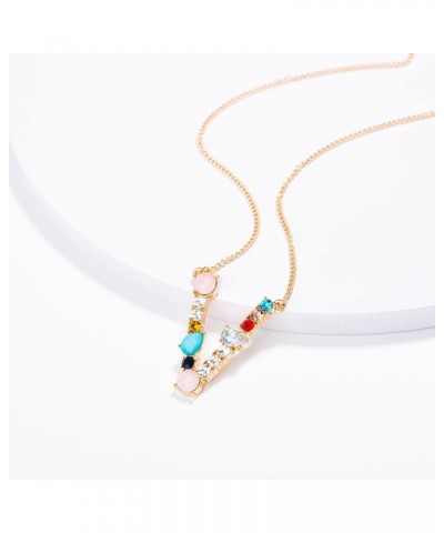 Necklace Chain for Women Girls, A-Z Capital Letter Pendant Colorful Rhinestone Inlaid Women Necklace Jewelry Pendant Necklace...