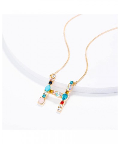 Necklace Chain for Women Girls, A-Z Capital Letter Pendant Colorful Rhinestone Inlaid Women Necklace Jewelry Pendant Necklace...