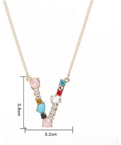 Necklace Chain for Women Girls, A-Z Capital Letter Pendant Colorful Rhinestone Inlaid Women Necklace Jewelry Pendant Necklace...