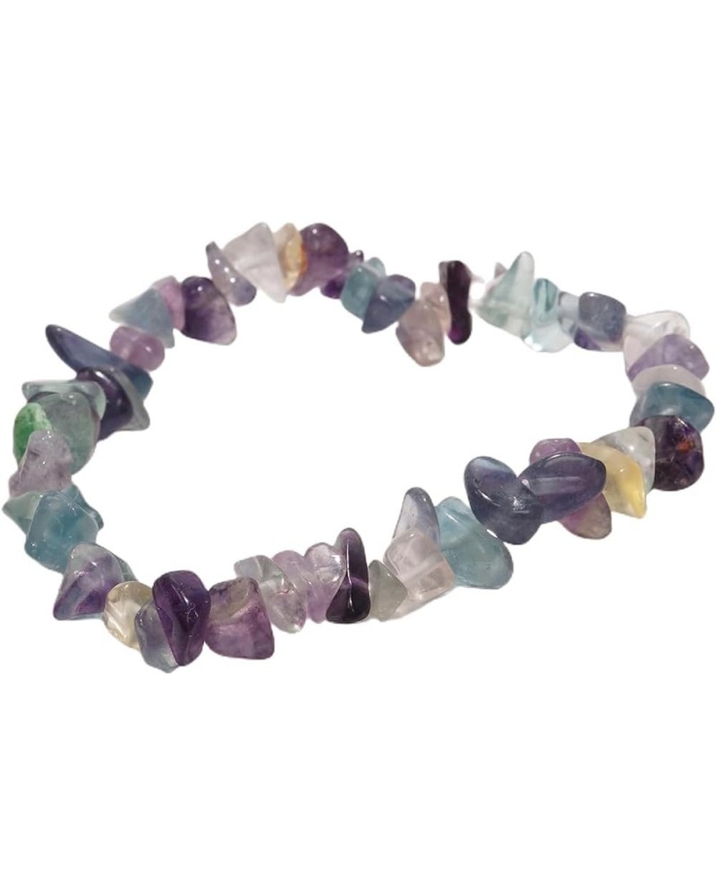 Crystal Bracelets Stretch Bracelet Natural Chakra Healing Chips Stones for Women 21 Fluorite $5.71 Bracelets