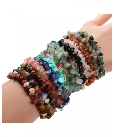 Crystal Bracelets Stretch Bracelet Natural Chakra Healing Chips Stones for Women 21 Fluorite $5.71 Bracelets