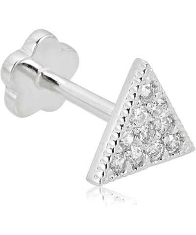 14K Gold Clustered Simulated Diamond CZ Triangle Cartilage Piercing Flat Back Earring Body Jewelry (18 Gauge) White Gold $34....