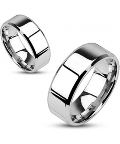 His and Hers Stainless Steel Princess Wedding Ring Set and Beveled Edge Wedding Band Women's Size 08 Men's 06mm Size 10 $21.0...