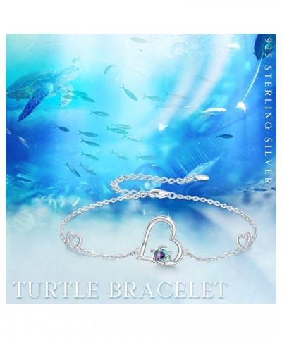 Turtle Bracelet 925 Sterling Silver Opal Turtle Jewelry Sea Turtle Bracelet Ocean Nature Bracelet Turtle Gift for Her for Wom...