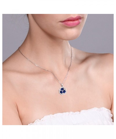 925 Sterling Silver Blue Simulated Sapphire 3-Stone Spiral Pendant Necklace For Women (1.85 Cttw, with 18 Inch Chain) $26.39 ...