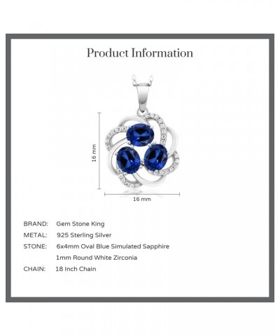 925 Sterling Silver Blue Simulated Sapphire 3-Stone Spiral Pendant Necklace For Women (1.85 Cttw, with 18 Inch Chain) $26.39 ...