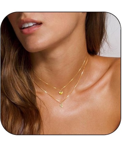 Gold Initial Necklaces for Women Trendy, Dainty 14K Gold Plated Layered Initial Necklace Cute Heart Pendant Choker Necklace S...