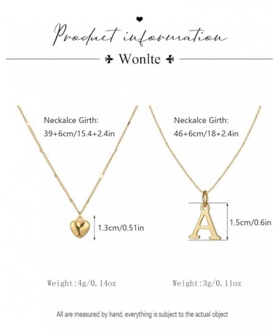 Gold Initial Necklaces for Women Trendy, Dainty 14K Gold Plated Layered Initial Necklace Cute Heart Pendant Choker Necklace S...