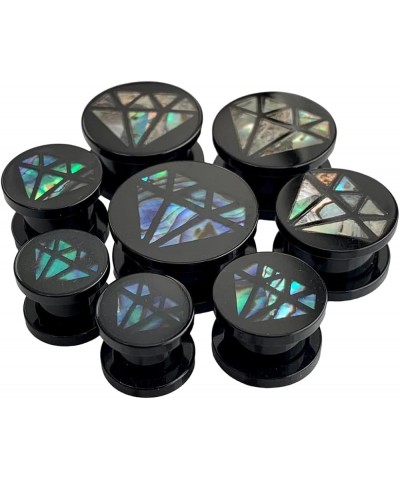 PAIR of Diamond-Shaped Abalone Inlay Acrylic Screw Fit Plugs/Tunnels 0g (8mm) $12.70 Body Jewelry