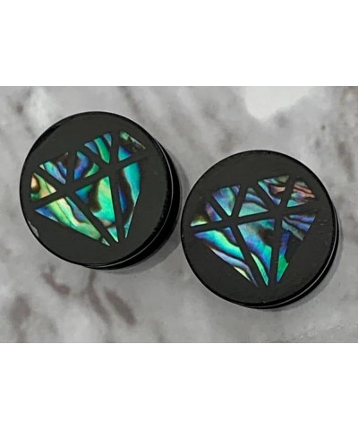 PAIR of Diamond-Shaped Abalone Inlay Acrylic Screw Fit Plugs/Tunnels 0g (8mm) $12.70 Body Jewelry