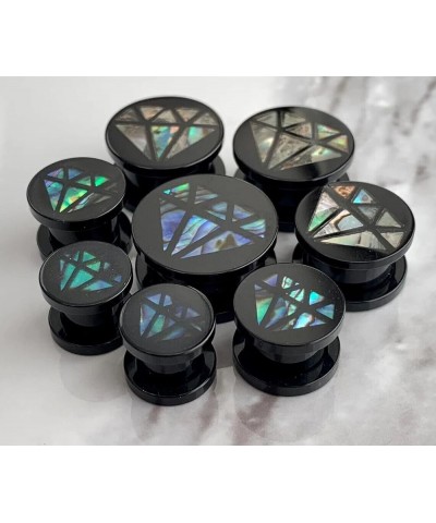 PAIR of Diamond-Shaped Abalone Inlay Acrylic Screw Fit Plugs/Tunnels 0g (8mm) $12.70 Body Jewelry