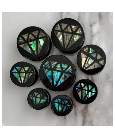 PAIR of Diamond-Shaped Abalone Inlay Acrylic Screw Fit Plugs/Tunnels 0g (8mm) $12.70 Body Jewelry