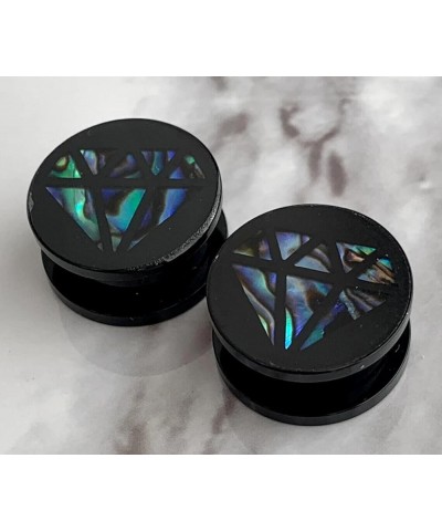 PAIR of Diamond-Shaped Abalone Inlay Acrylic Screw Fit Plugs/Tunnels 0g (8mm) $12.70 Body Jewelry