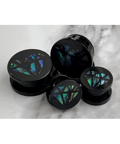 PAIR of Diamond-Shaped Abalone Inlay Acrylic Screw Fit Plugs/Tunnels 0g (8mm) $12.70 Body Jewelry