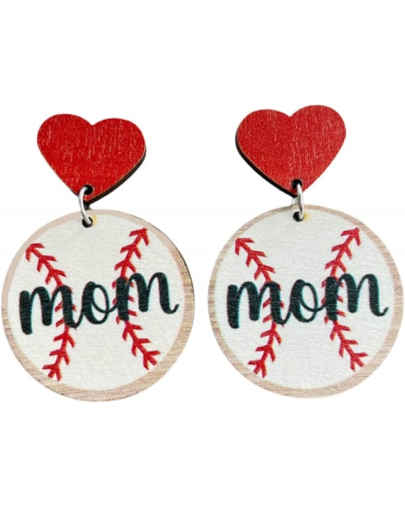 Mother's Day MOM Letter Earrings Wooden Baseball Football Basketall Volleyball Rugby Print Dangle Earrings Sports Lover Earri...