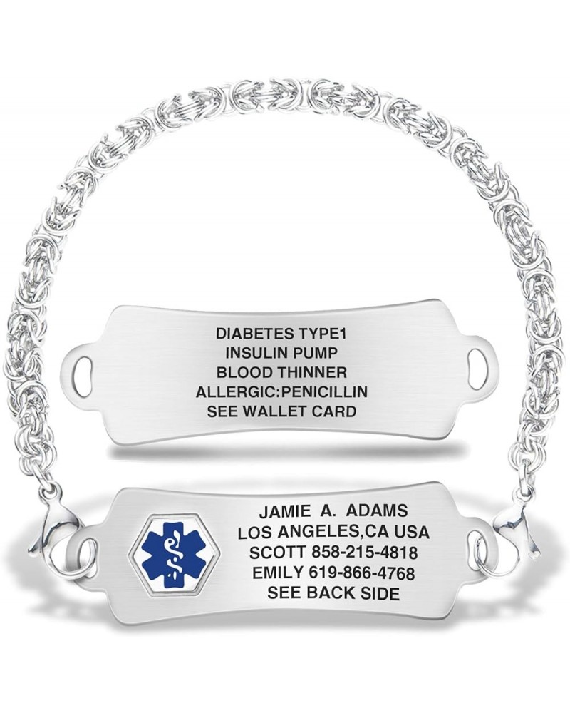 Custom Engraved Medical Alert Bracelets for Women/Men, Stainless Steel Medical Bracelet, Medical ID Bracelet w/Free Engraving...