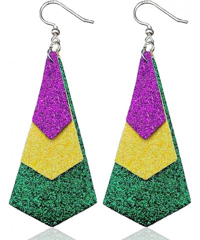 Mardi Gras Earrings,Colorful Mardi Gras Carnival Leaf Shape Dangle Earrings,Glitter Layered Mardi Gras Teardrop Earrings for ...