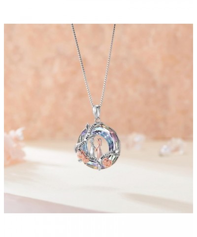 Sister Birthday Gifts From Sisterling Silver Rose Sister Pendant Necklace with Blue Circle Crystal,Birthday Anniversary Chris...