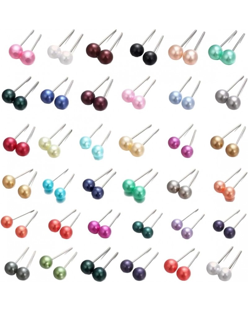 36pairs set small Elegant Random Color Faux Pearl Decor Stud Earrings For Women For Daily uses $9.68 Earrings