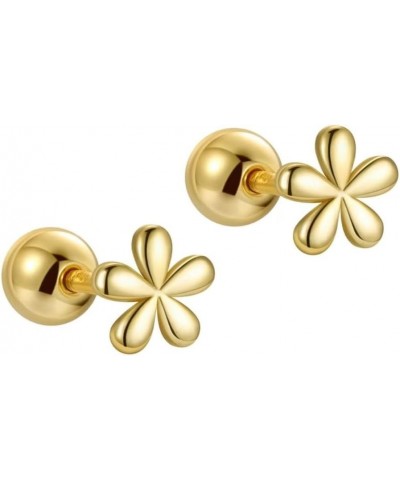 S925 Sterling Silver Bow Stud Earrings for Women Girls Gold Silver Bowknot Earrings Drops Gift Gold Flower $6.94 Earrings