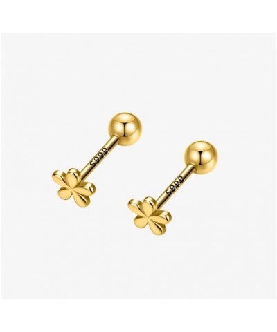 S925 Sterling Silver Bow Stud Earrings for Women Girls Gold Silver Bowknot Earrings Drops Gift Gold Flower $6.94 Earrings