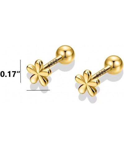 S925 Sterling Silver Bow Stud Earrings for Women Girls Gold Silver Bowknot Earrings Drops Gift Gold Flower $6.94 Earrings