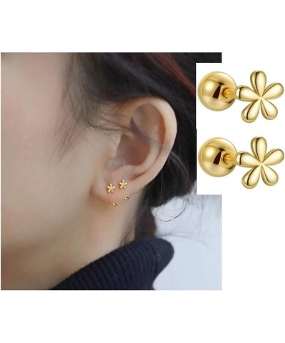 S925 Sterling Silver Bow Stud Earrings for Women Girls Gold Silver Bowknot Earrings Drops Gift Gold Flower $6.94 Earrings