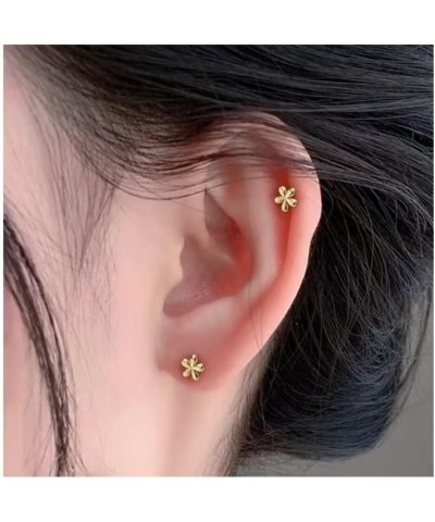 S925 Sterling Silver Bow Stud Earrings for Women Girls Gold Silver Bowknot Earrings Drops Gift Gold Flower $6.94 Earrings