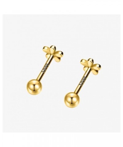 S925 Sterling Silver Bow Stud Earrings for Women Girls Gold Silver Bowknot Earrings Drops Gift Gold Flower $6.94 Earrings