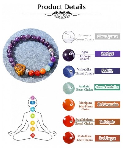 7 Chakra Bracelet for Men Natural Healing Crystal Stone Stretch Bracelet 8MM Buddha Stress Relief Yoga Beads Anxiety Bracelet...