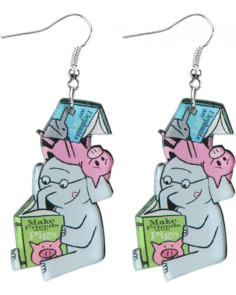 Lovely Animals Dangle Earrings, Funny Animals from Picture Books, Elephant, Mushroom Cat, Frog and Red Dog Clifford Earrings ...