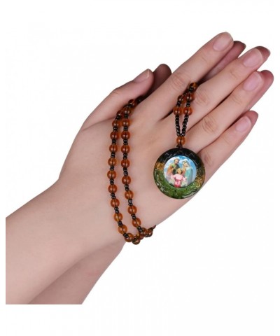 Rosary Beads Catholic Necklace Our Lady of Sorrows Miraculous Medal Blessed Virgin Mary for Women Long Y-Necklace Coffee Bead...