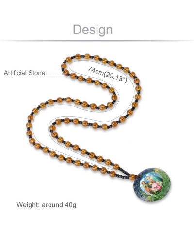 Rosary Beads Catholic Necklace Our Lady of Sorrows Miraculous Medal Blessed Virgin Mary for Women Long Y-Necklace Coffee Bead...