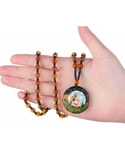 Rosary Beads Catholic Necklace Our Lady of Sorrows Miraculous Medal Blessed Virgin Mary for Women Long Y-Necklace Coffee Bead...