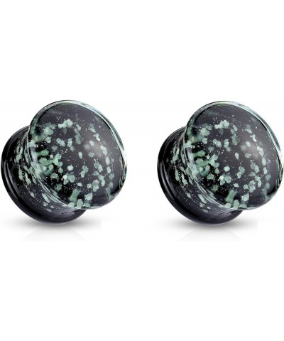 Glow in the Dark Sparkle Double Flare Plugs in Pyrex Glass, Sold As A Pair 10mm (00GA) $9.56 Earrings