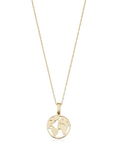 14k Yellow Gold World Map Earth Pendant Rope Chain Necklace (18 inch) $69.42 Necklaces