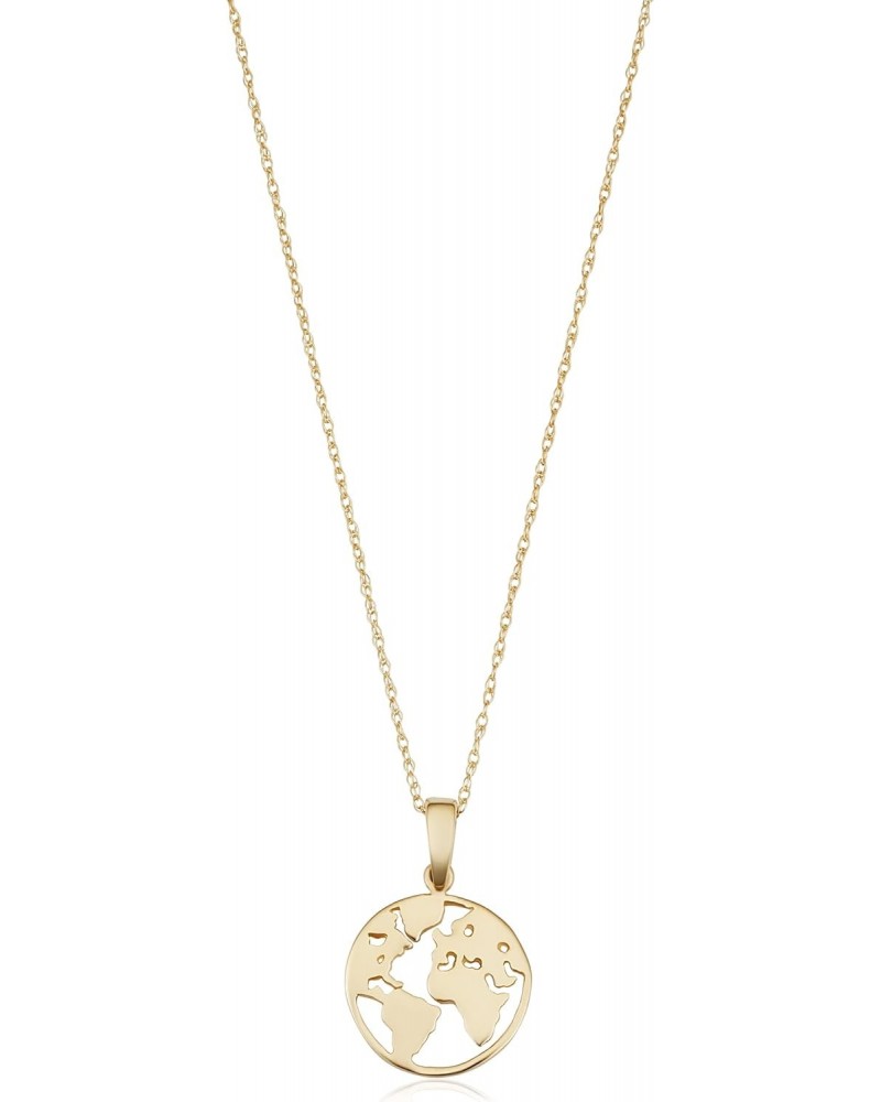 14k Yellow Gold World Map Earth Pendant Rope Chain Necklace (18 inch) $69.42 Necklaces