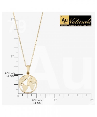 14k Yellow Gold World Map Earth Pendant Rope Chain Necklace (18 inch) $69.42 Necklaces