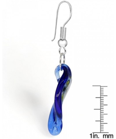 .925 Sterling Silver Handmade Murano Glass Inspired Unique Leaf Teardrop Multicolor Blue Green Red Dangle Drop Earrings for W...