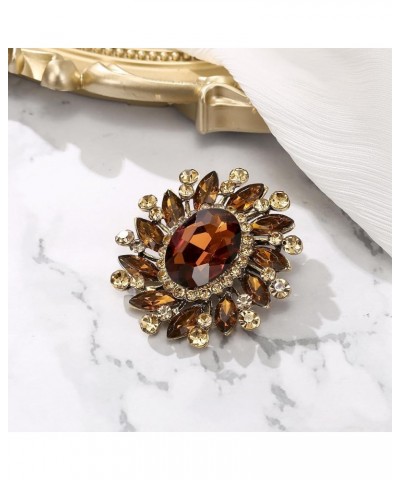 Austrian Crystal Rhinestone Gorgeous Oval Marquise Brooches for Women Brown Gold-Tone $10.99 Brooches & Pins