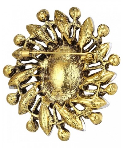 Austrian Crystal Rhinestone Gorgeous Oval Marquise Brooches for Women Brown Gold-Tone $10.99 Brooches & Pins