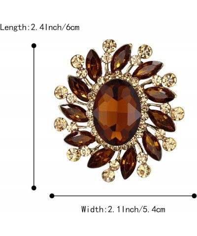 Austrian Crystal Rhinestone Gorgeous Oval Marquise Brooches for Women Brown Gold-Tone $10.99 Brooches & Pins