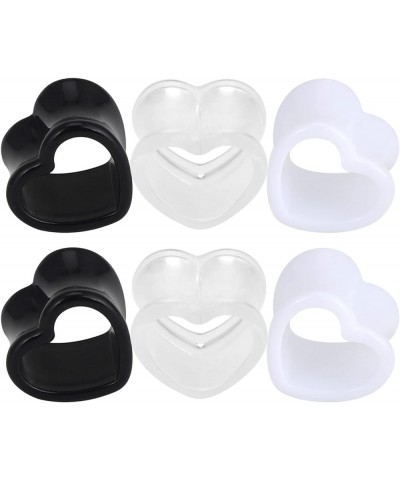 6pcs/18pcs Heart Shape Acrylic Ear Tunnels Plugs Set Mix Color Stretcher Expander Piercing Tunnels Gauge 6G-7/8 inch 6pcs, 11...