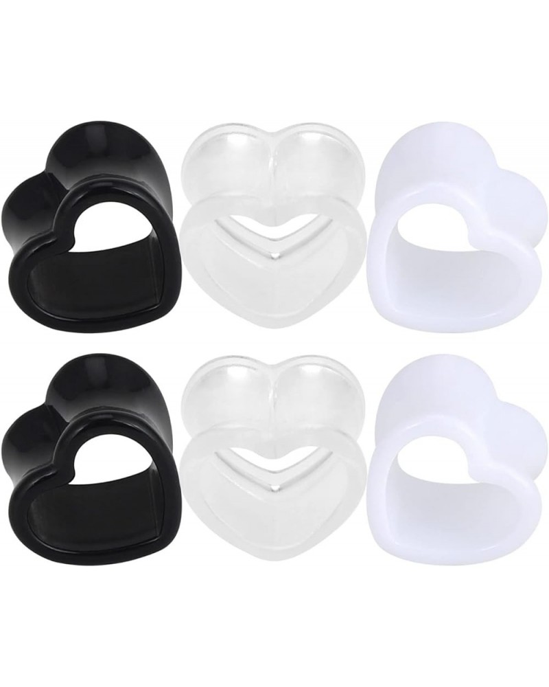 6pcs/18pcs Heart Shape Acrylic Ear Tunnels Plugs Set Mix Color Stretcher Expander Piercing Tunnels Gauge 6G-7/8 inch 6pcs, 11...