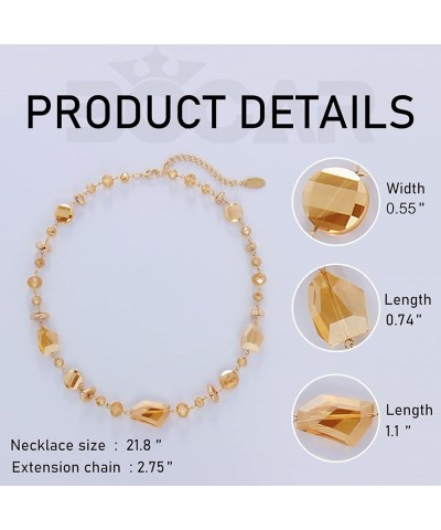 Crystal Beaded Collar Necklace for Women Fashion Handmade Bib Costume Jewelry Gift Champagne $9.46 Necklaces