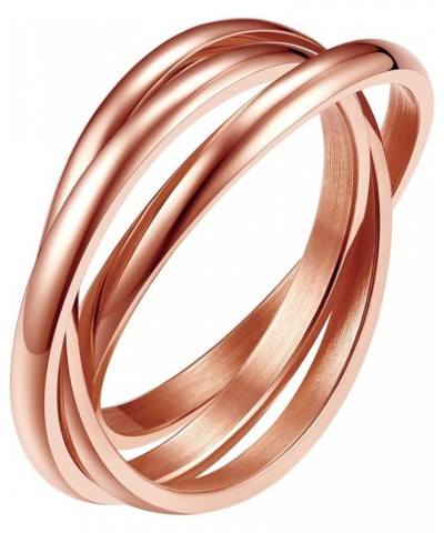 Triple Band Rings Interlocked Rolling Rings for Women Girls Stainless Steel/Gold/Rose Gold Plated/Tri-color/Black Russian Wed...