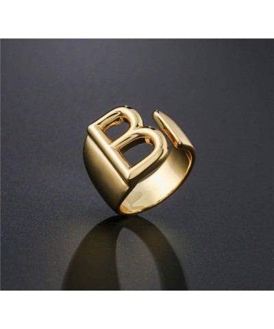 18K Gold Plated Initial Rings For Women Men Statement Open Letter Ring Adjustable Party Jewelry Birthday Gift D $6.26 Rings